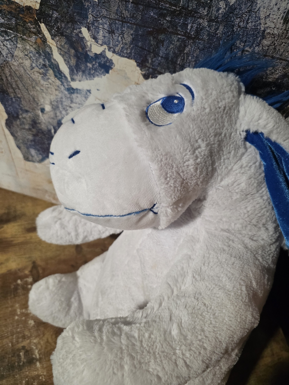 Disney Winter White Eeyore With Blue Accents Stuffy.